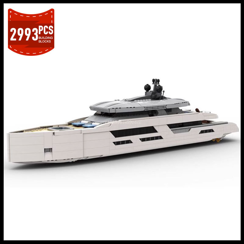 Model Kit Yacht - MOC Midi-Scale Luxury Yacht White Ship