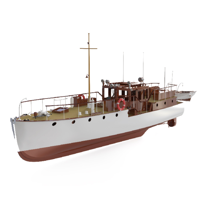 Model Kit Yacht - เรือไม้1/18 880มม. เรือยอชท์บลูเบิร์ดเลเซอร์ตัดประกอบโมเดลด้วยตนเอง