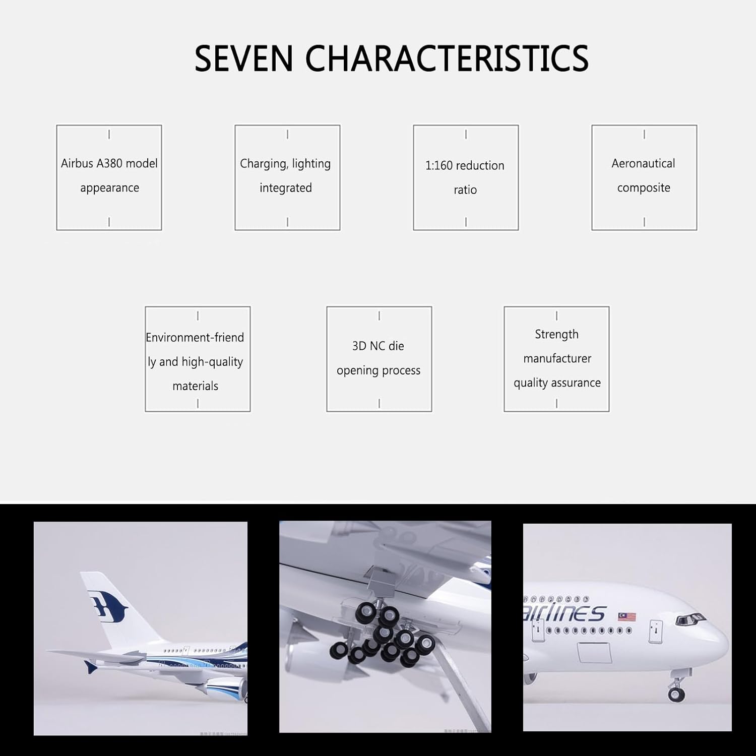 1:160 สเกลมอลเซียแอร์ไลน์ A380 - Model Kit Simulator บทวิจารณ์และราคา